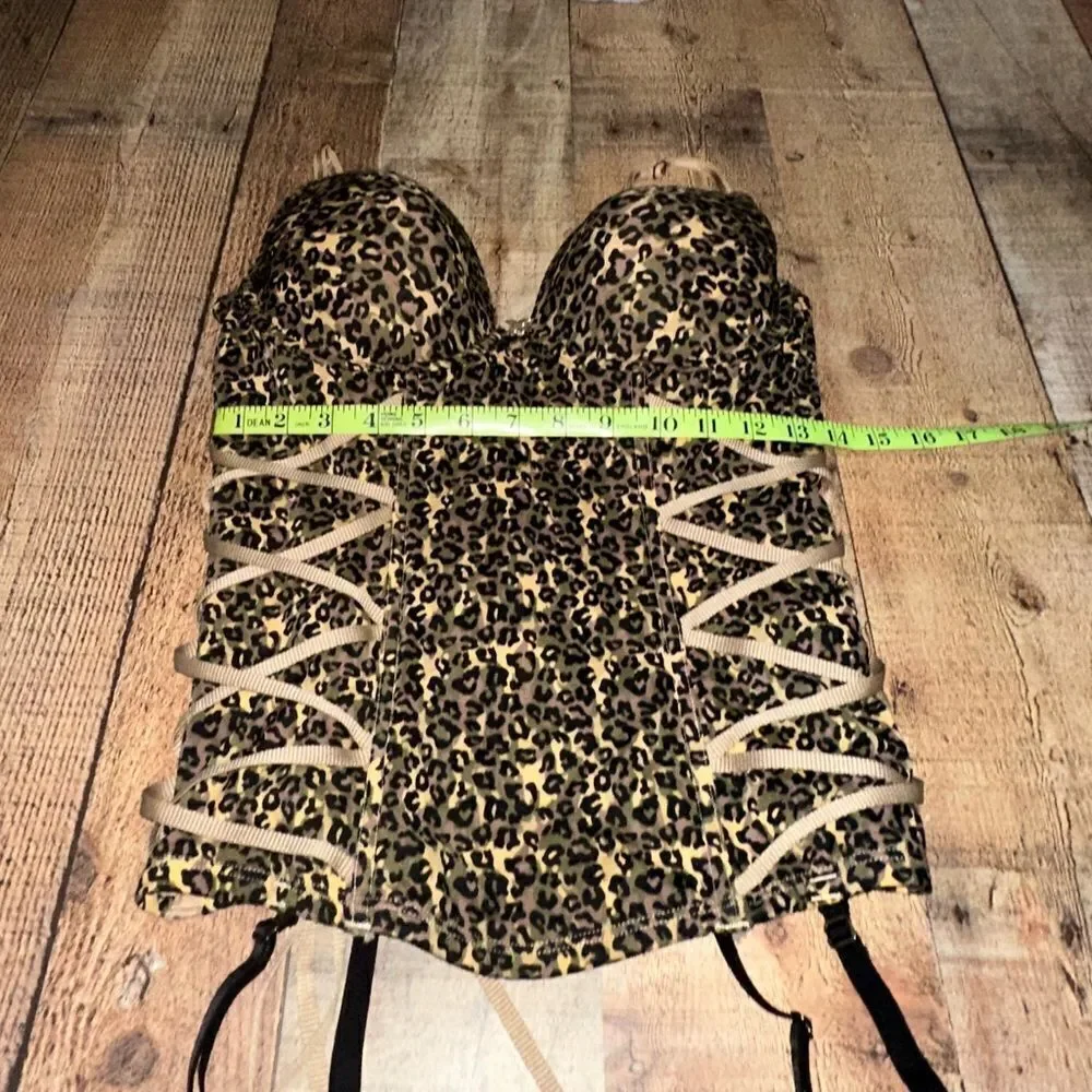 Frederick’s of Hollywood exxtreme cleavage animal camo corset